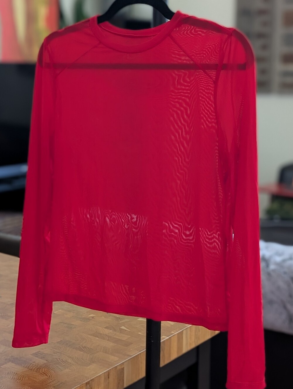 See through sheer mesh red top - Picture 2 of 6